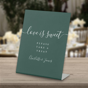 Expositor En L Favor de amor dulce con guión de firma verde esmer