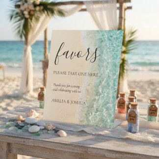 Expositor En L Favor de Boda Playa Azul Verano Océano Arena Blanc