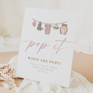 Expositor En L Favor de champán para baby shower 'Pop When She Po