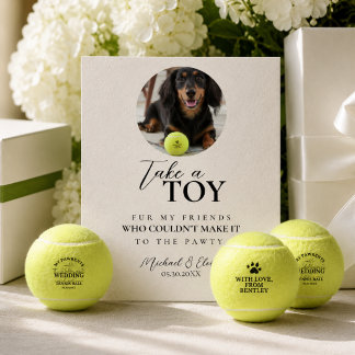 Expositor En L Favor de Foto de Perro Boda Pelota de Tenis