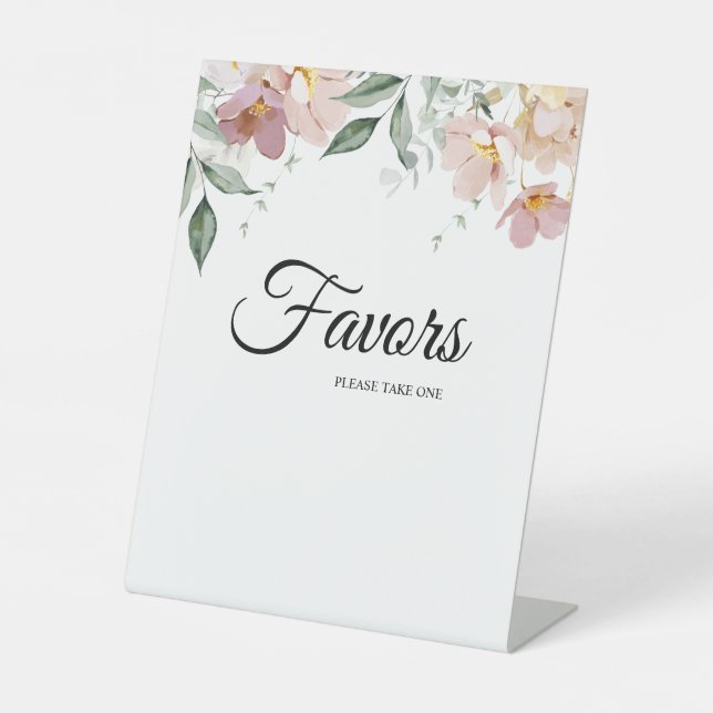 Expositor En L Favor de la boda floral rosa y malva (Anverso)