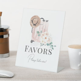 Expositor En L Favor De La Ducha Bridal De La Maleta Rosa Viaja