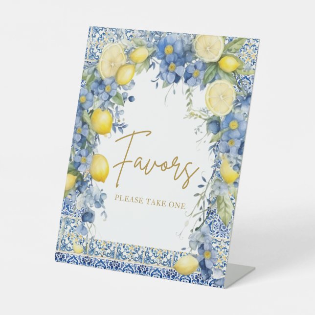 Expositor En L Favor de la ducha con azulejos de limón italiano (Anverso)