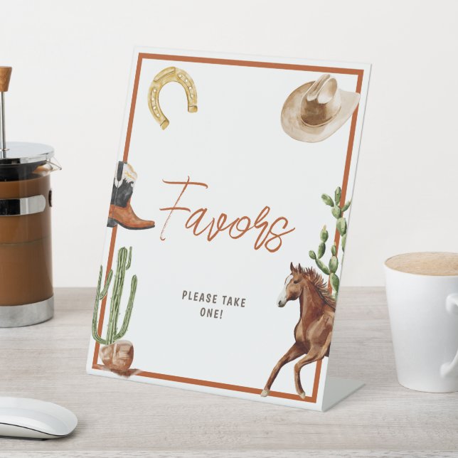 Expositor En L Favor de la ducha de niños rodeo-occidentales (In Situ)