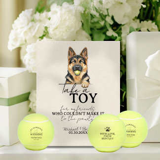 Expositor En L Favor de pelota de tenis de boda de perro acuarela