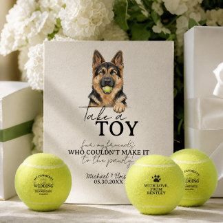 Expositor En L Favor de pelota de tenis de boda de perro acuarela
