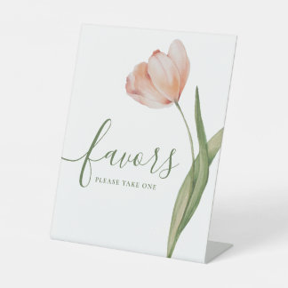 Expositor En L Favor de Tulipán Acuarela Flor de Melocotón Elegan