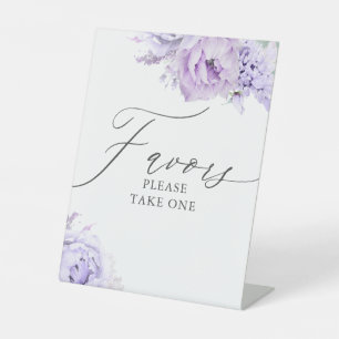Expositor En L Favor Por Favor Toma Uno - Morado Floral Elegante