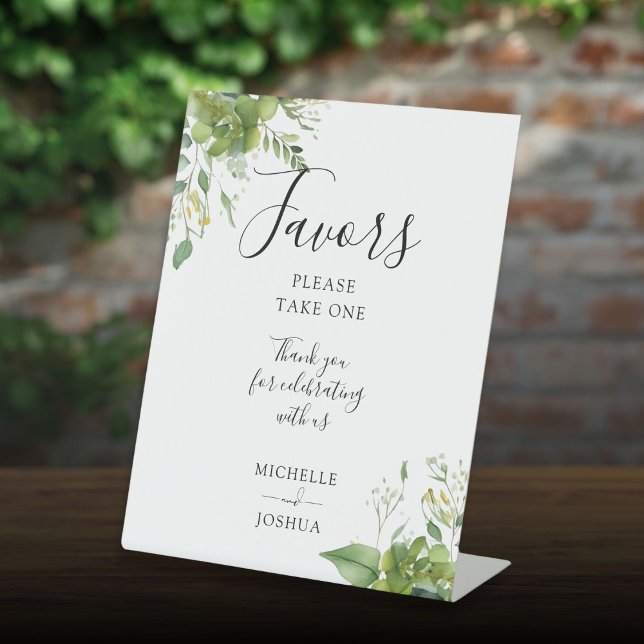 Expositor En L Favoritos botánicos elegantes de vegetación de euc (Eucalyptus Greenery Botanical Elegant Favors Pedestal Sign)