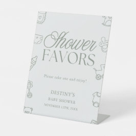 Expositor En L Favoritos de baby shower de color verde salvia min