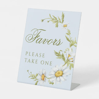 Expositor En L Favoritos de Baby Shower Flores de Margaritas Azul
