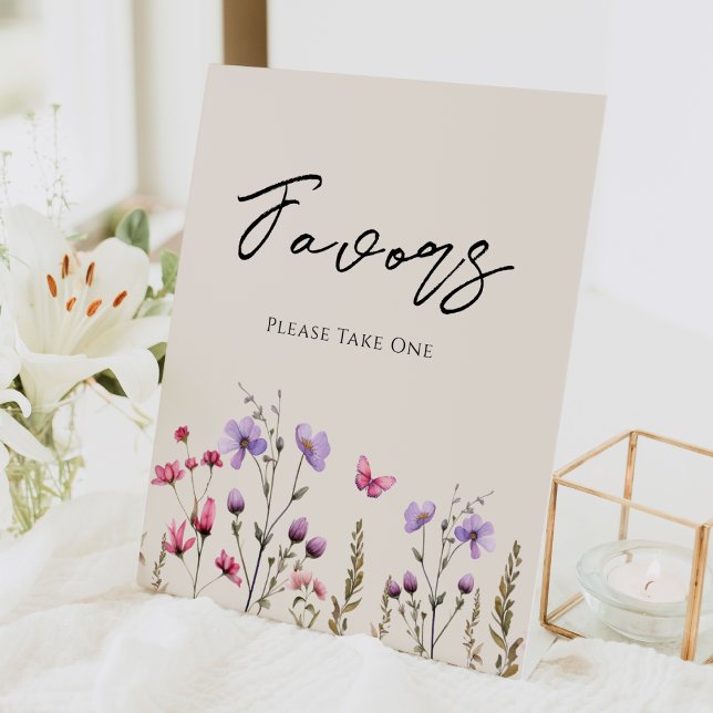 Expositor En L Favoritos de boda beige de flor silvestre moderno (Subido por el creador)