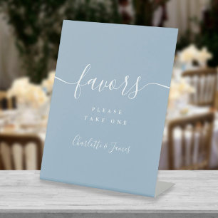 Expositor En L Favoritos de boda con guión moderno azul polvorien