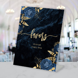 Expositor En L Favoritos de boda elegantes de flores de oro azul 