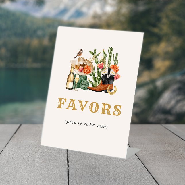 Expositor En L Favoritos del Oeste (Western Favors Pedestal Sign by Painted Paperie
)