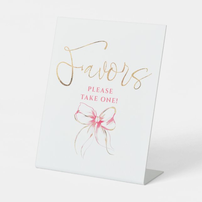 Expositor En L Favoritos para despedida de soltera con lazo rosa  (Anverso)