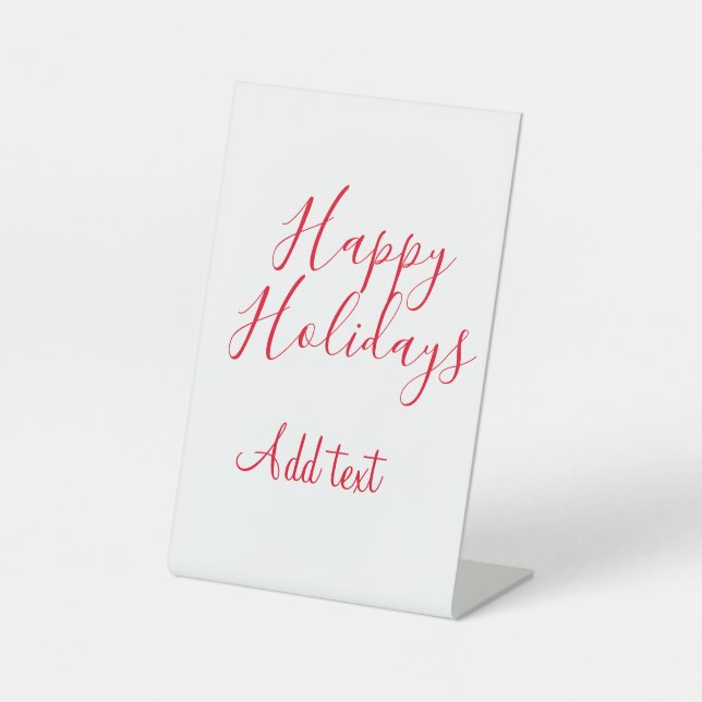 Expositor En L Felices vacaciones Navidades caligrafía roja simpl (Anverso)