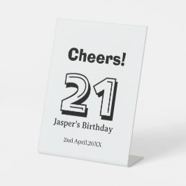 Expositor En L Felicidades 21 cumpleaños letra negrita nombre chi