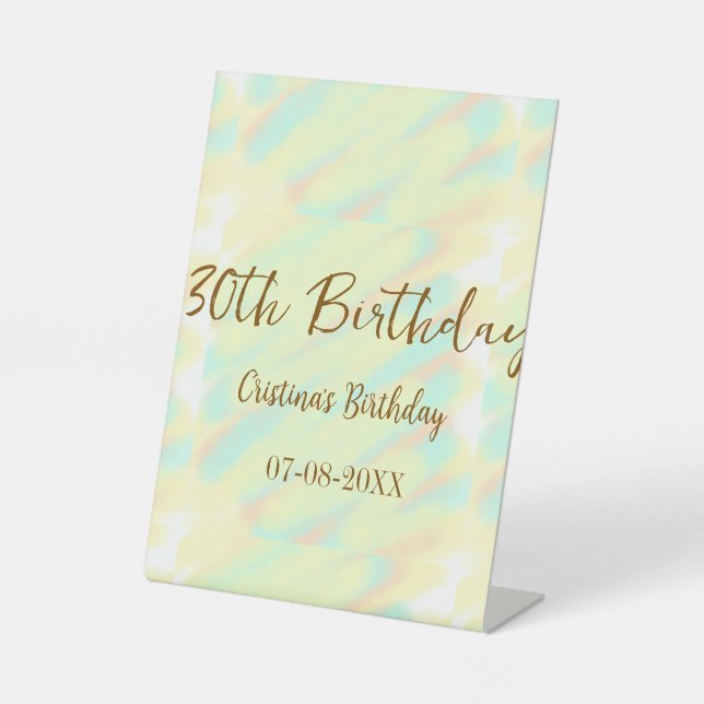 Expositor En L Feliz 30 cumpleaños naranja amarillo acuarela (Anverso)