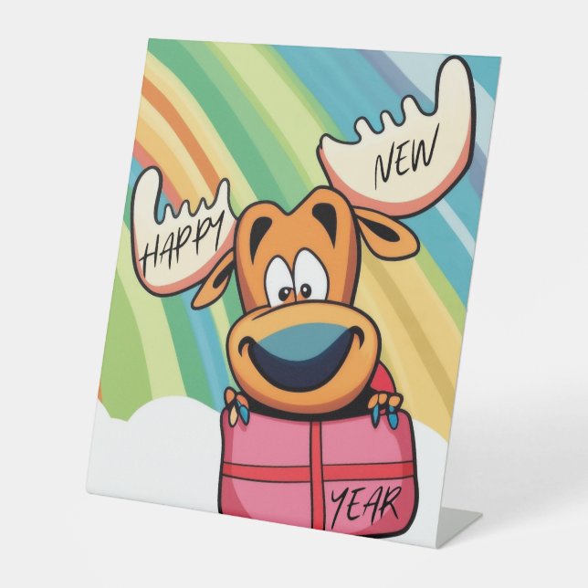 Expositor En L Feliz Año Nuevo Moose - Diseño de celebraciones fe (Anverso)