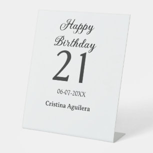 Expositor En L Feliz cumpleaños 21 letras negritas nombre simple