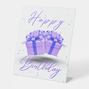 Expositor En L Feliz cumpleaños Bonito Rótulo peatonal púrpura