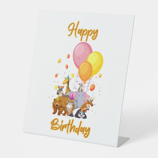 Expositor En L Feliz cumpleaños Colección de animales Rótulo (Anverso)