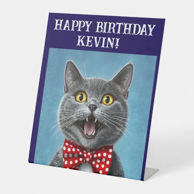 Expositor En L FELIZ CUMPLEAÑOS PERSONALIZADO CAT Rótulo Pedestal (Anverso)