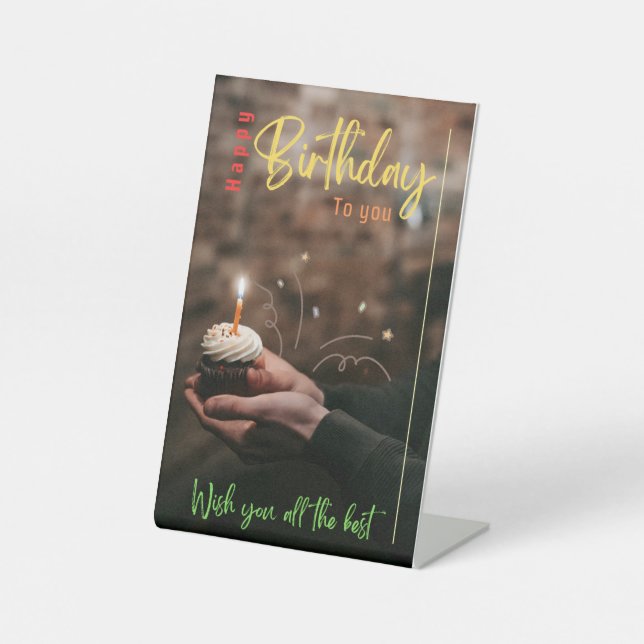 Expositor En L Feliz cumpleaños, Rótulo Pedestal (Anverso)