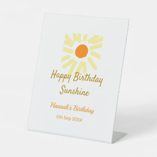Expositor En L Feliz cumpleaños, sol, naranja amarillo.