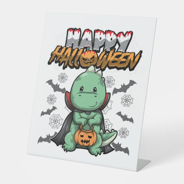 Expositor En L Feliz dragón disfrazado de Halloween (Anverso)