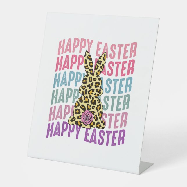 Expositor En L Feliz Easter Leopardo Bunny Groovy Conejo Cute (Anverso)