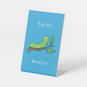 Expositor En L Feliz ilustracion personalizado de oruga verde