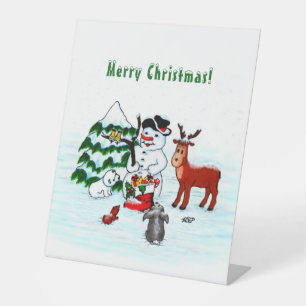 Expositor En L ¡Feliz Navidad! Snowman con sus amigos