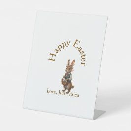 Expositor En L Feliz Pascua conejo marrón con huevos amor añadir