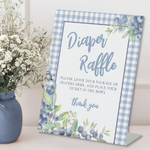 Expositor En L Fiesta de Baby Shower con Diapers de cuadros azule