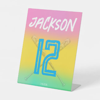 Expositor En L Fiesta de Cumpleaños de Béisbol Neon Personalizada