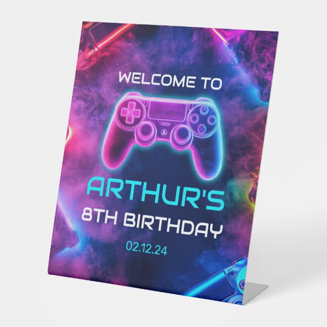 Expositor En L Fiesta de cumpleaños de los niños para videojuegos (Anverso)