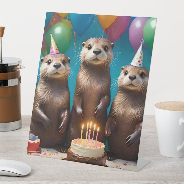 Expositor En L Fiesta de cumpleaños de Otter Triplets, (In Situ)