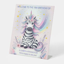 Expositor En L Fiesta de cumpleaños del arcoiris Zebra Unicornio