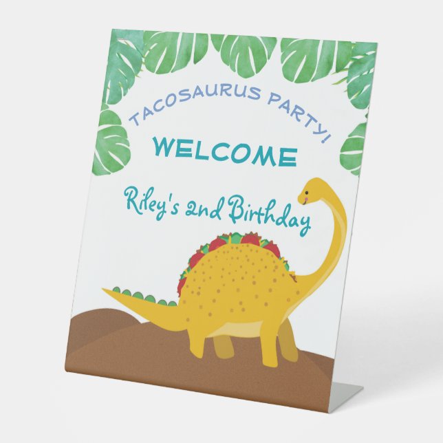 Expositor En L Fiesta de cumpleaños Tacosaurus - dinosaurio y tac (Anverso)