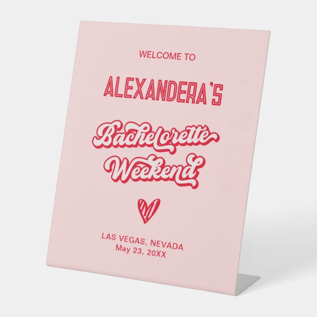 Expositor En L Fiesta de fin de semana de bachillerato rosa (Anverso)