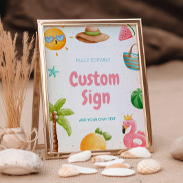 Expositor En L Fiesta de la piscina, Rótulo Tropical Beach Birthd