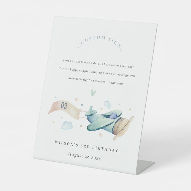 Expositor En L Fiesta de Personalizado de cumpleaños de Cute Aqua (Anverso)