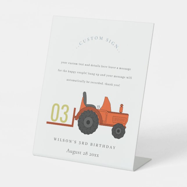 Expositor En L Fiesta de Personalizado de cumpleaños del Tractor  (Anverso)