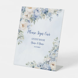 Expositor En L Fiesta Dusty Blue Watercolor Flores de marfil