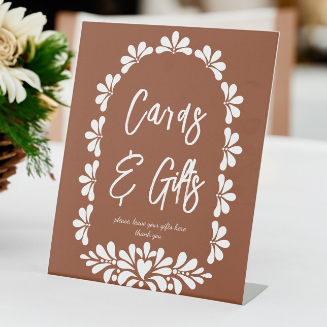 Expositor En L Fiesta mexicana fiesta terracotta talavera regalos (Mexican fiesta party terracotta talavera arch gifts table pedestal sign personalized table sign)