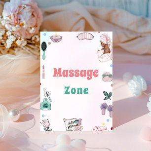 Expositor En L Fiesta Pamper Rótulo de zona de masaje de cumpleañ
