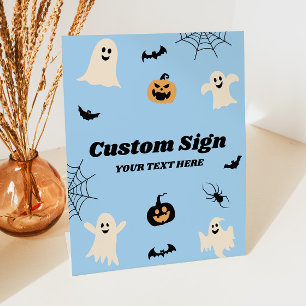 Expositor En L Fiesta Personalizado espeluznante de Halloween azu