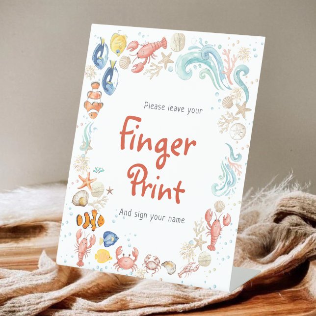Expositor En L Fingerprint Guest Book Coastal Ocean Bridal Shower (Subido por el creador)